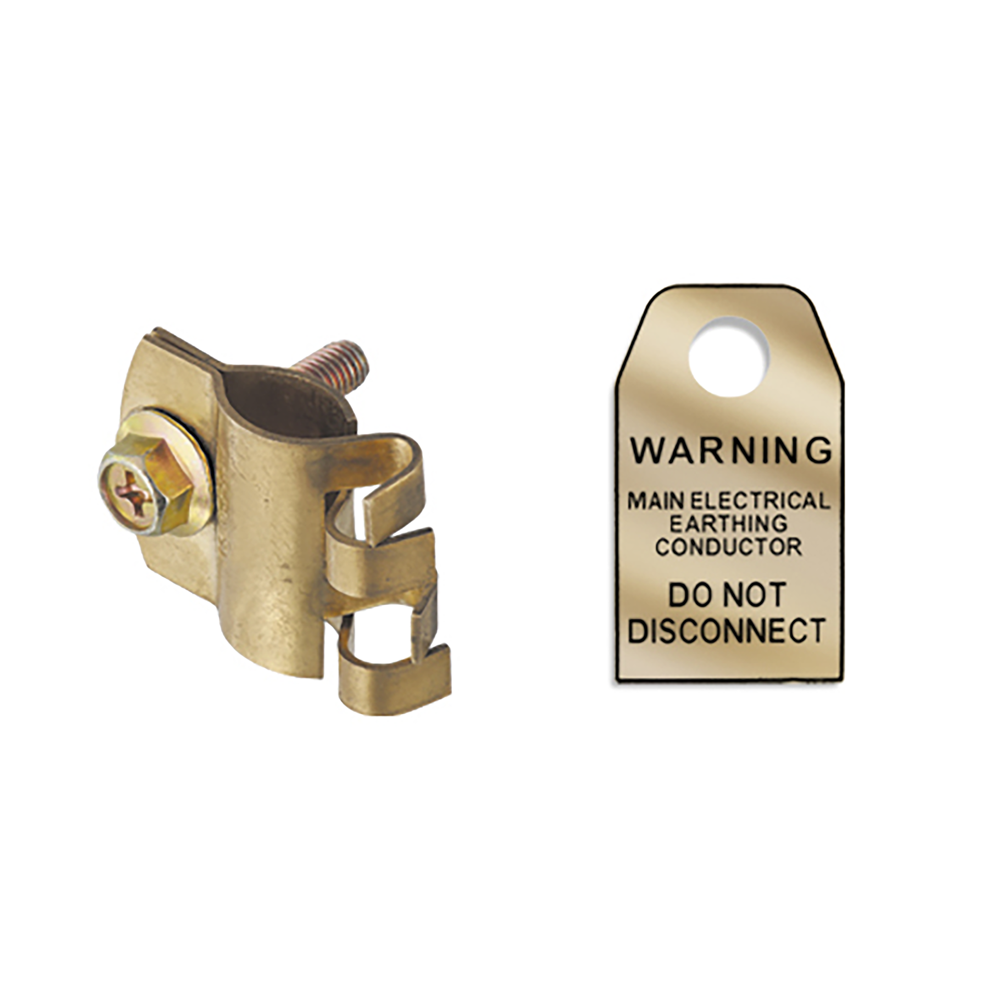   earth clamp and warning tag